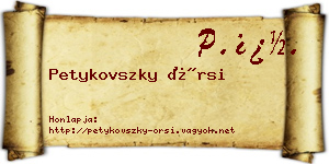 Petykovszky Örsi névjegykártya